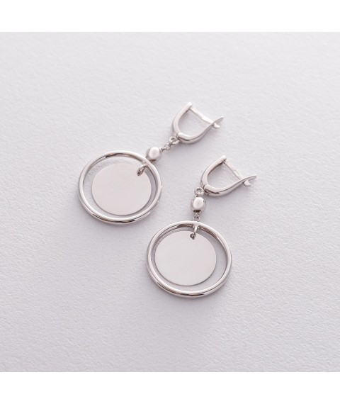 Earrings "Coins" in white gold s06401 Onyx