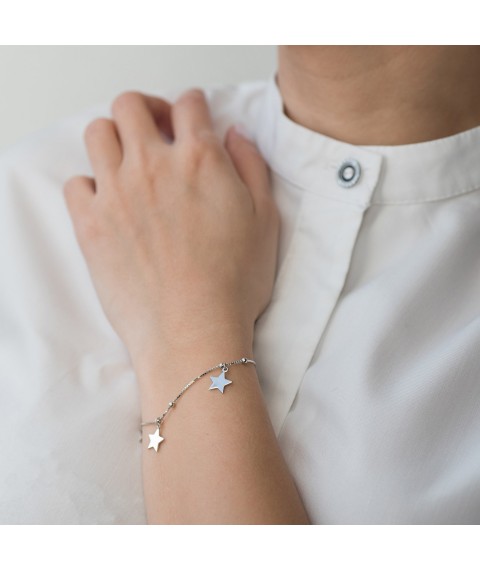 Silver ankle bracelet with stars 141361 Onix 20
