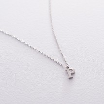 Серебряное колье с буквой Р 18972б Онікс  45