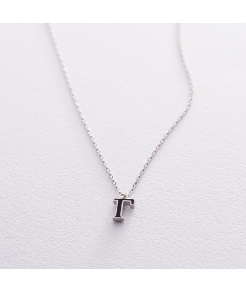 Silver necklace with the letter G 18970h Onyx 45