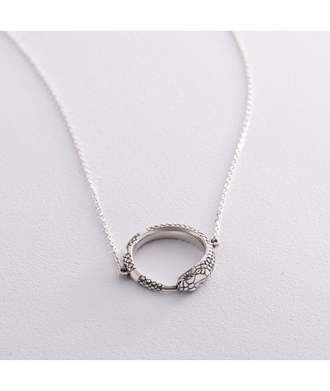 Silver necklace "Snake Ouroboros" 181256 Onyx 48