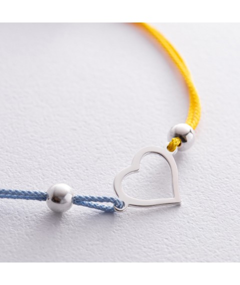 Silver bracelet "Ukrainian heart" (blue and yellow thread) 312/2 Onyx