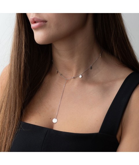 Necklace "Droplets" in white gold kol01620 Onix 44
