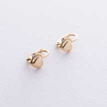 Children's gold earrings "Hearts" s06220 Onix