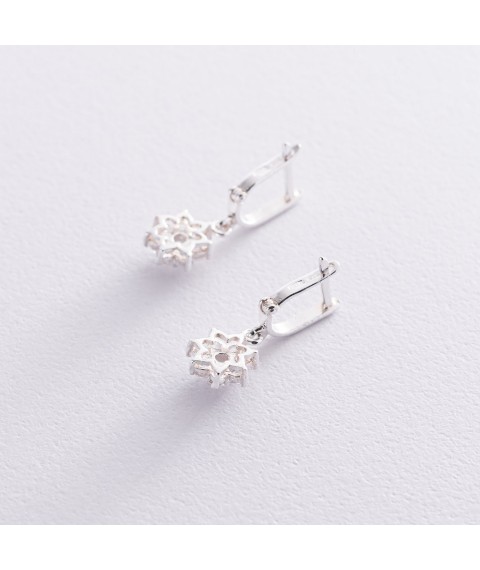 Silver earrings "Flowers" (cubic zirconia) 121197 Onyx