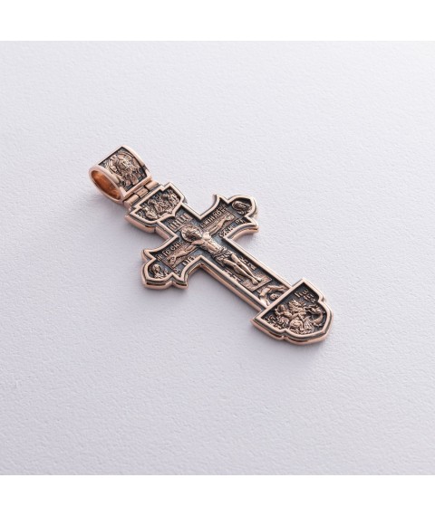 Golden cross "Crucifixion. Save and Preserve" (blackening) p03218 Onyx