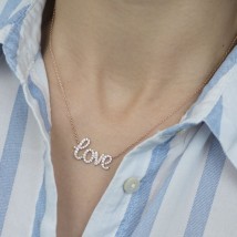 Золоте кольє "Love" з фіанітами кол00985 Онікс  45