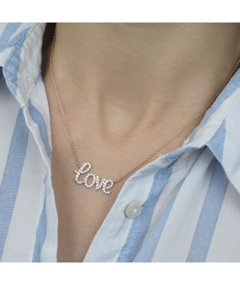 Золоте кольє "Love" з фіанітами кол00985 Онікс  45