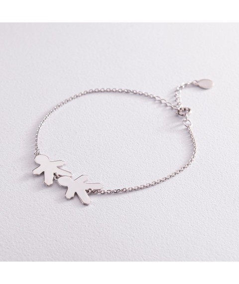 Bracelet "Two boys" in white gold (engraving possible) z2089b Onix 19