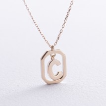 Necklace with the letter "C" in yellow gold coll02463С Onyx