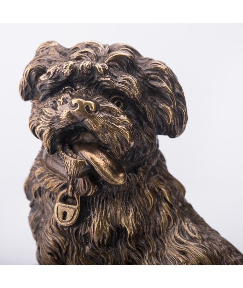 Handmade bronze figure "Dog in a collar" ser00034 Onix