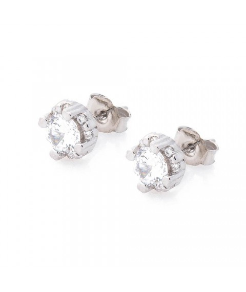 Silver stud earrings with cubic zirconia 121741 Onyx