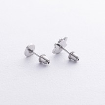 Children's earrings - studs "Fox" in silver (enamel) 1066 Onyx