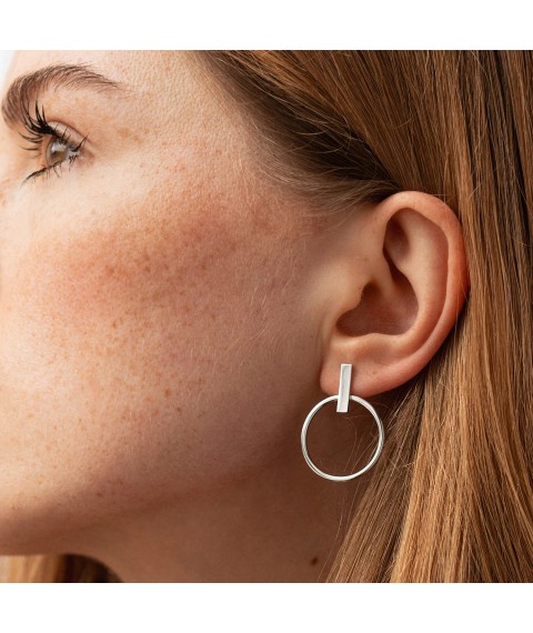 Gold earrings - studs "Confidence" s07275 Onix