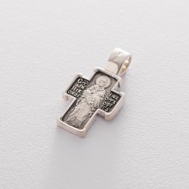 Серебряный православный крест "Распятие. Св. Николай Чудотворец" 132853 Онікс