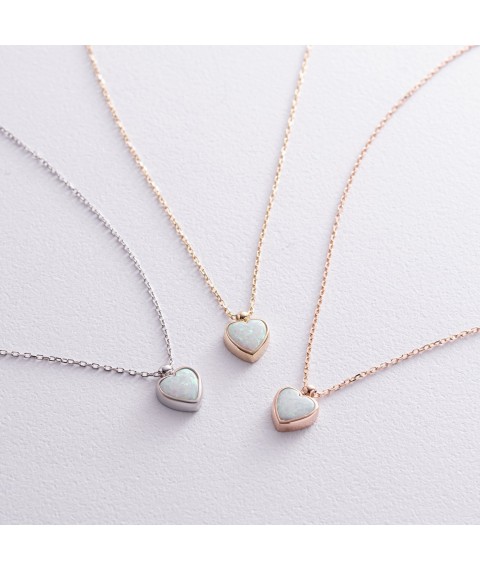 Necklace "Heart" with opal (white gold) coll02411 Onyx 43