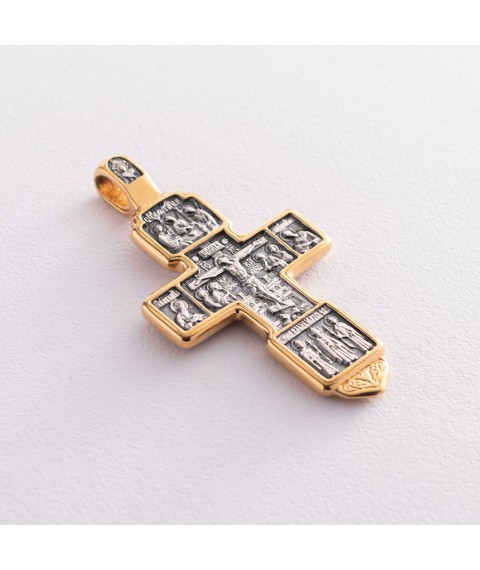 Серебряный крестик с позолотой "Распятие. Благоразумный Разбойник" 131463 Онікс