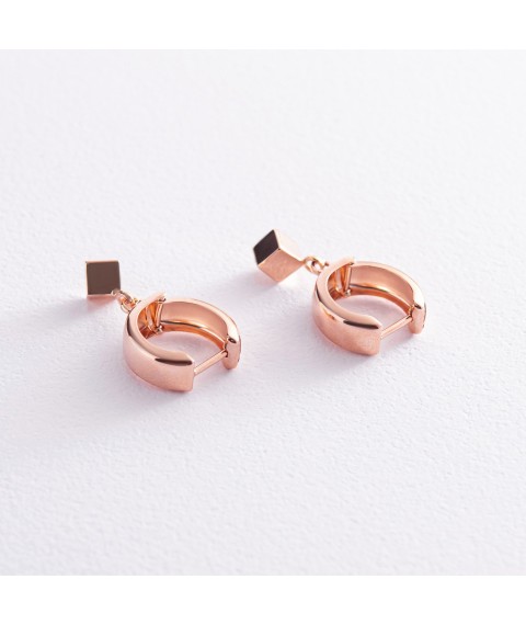Earrings "Cubes" in red gold s07997 Onyx