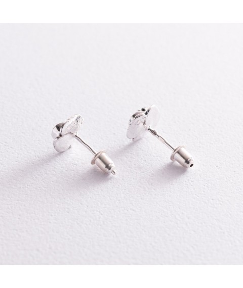Silver earrings - studs "Roses" 121953 Onyx