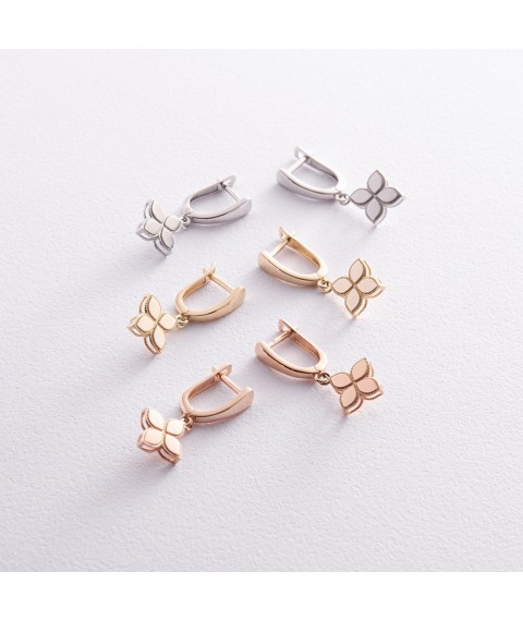 Earrings "Clover" in white gold s08459 Onyx