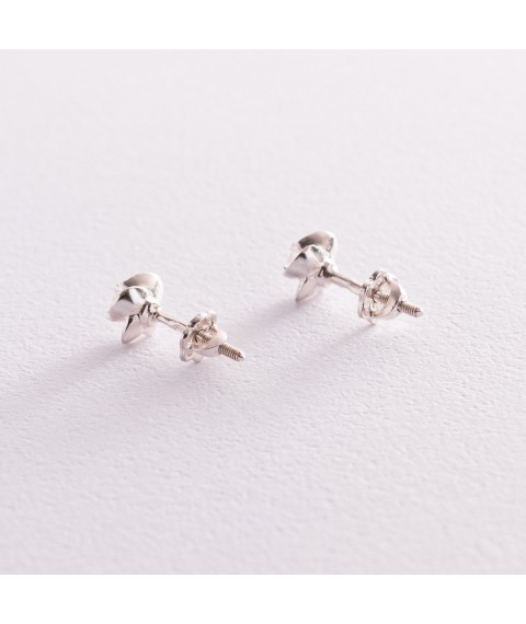 Silver earrings - studs "Flowers" (cubic zirconia) 121302 Onyx