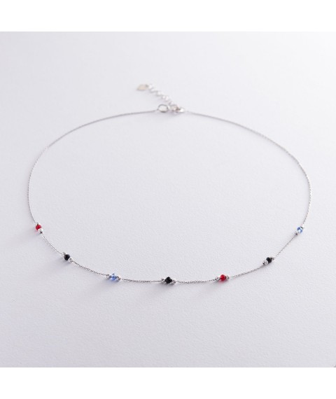 Silver necklace (multi-colored cubic zirconia) 181009 Onyx 45