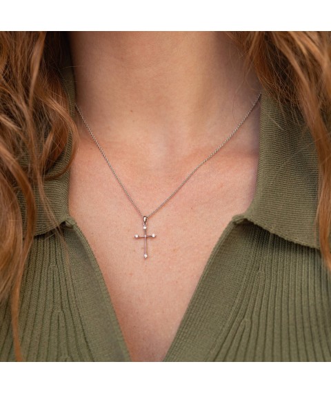 Gold necklace "Cross" with diamonds flask0016ca Onix 45