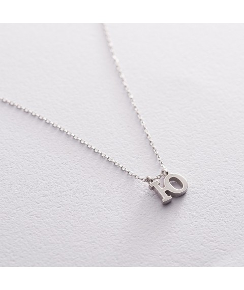 Серебряное колье с буквой Ю 18961б Онікс  45