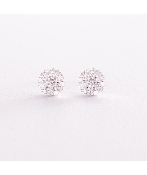 Gold earrings - studs "Hearts" with diamonds sb0224sa Onix