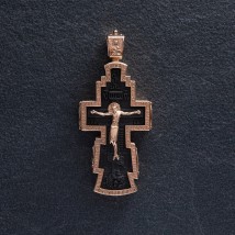 Мужской православный золотой крест из эбенового дерева на шнурке п0366 Онікс