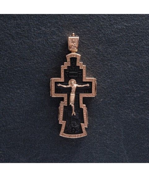 Men's Orthodox gold cross made of ebony p0366 Onyx
