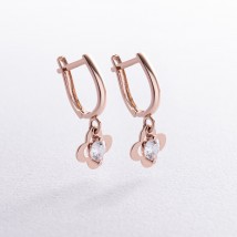 Gold earrings "Clover" with cubic zirconia s08382 Onyx