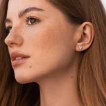 Gold earrings - studs with diamonds sb0409nl Onyx