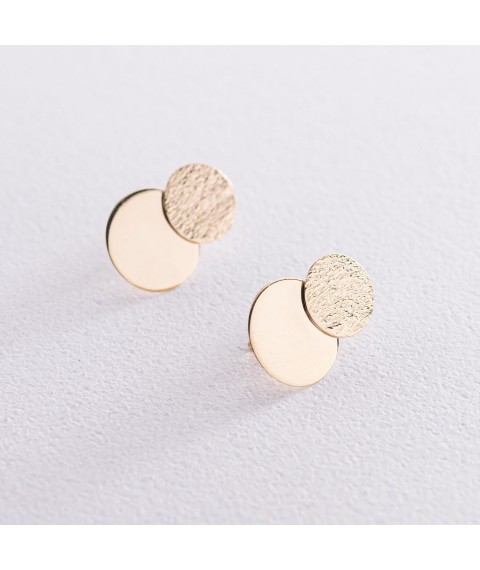 Gold earrings "Circles" 470094M Onyx