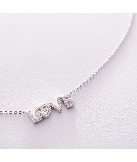 Gold necklace "Love" with diamonds flask0035no Onix 40