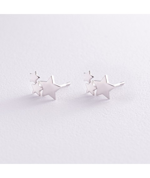 Earrings - studs "Stars" in white gold s08000 Onyx