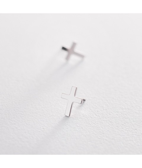 Gold stud earrings with crosses s05340 Onyx