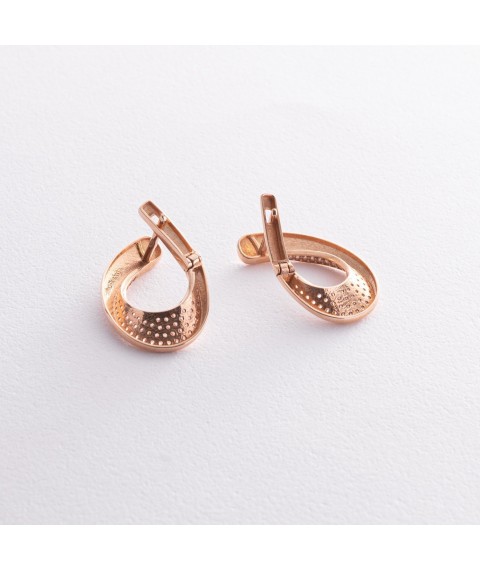 Gold earrings "Droplets" with cubic zirconia s08521 Onix