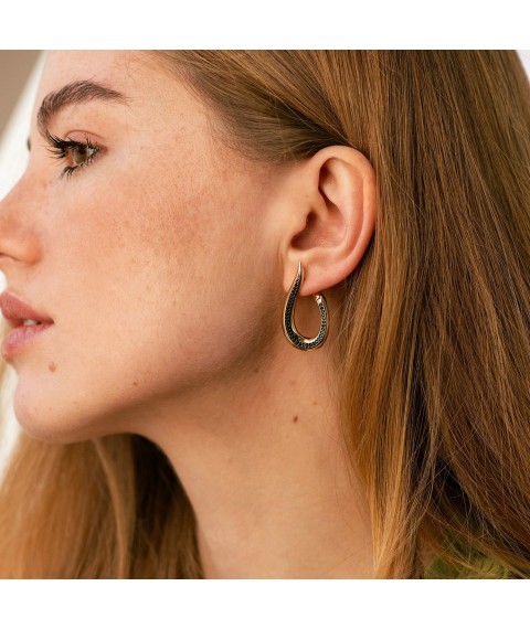 Gold earrings "Grace" s06560 Onyx