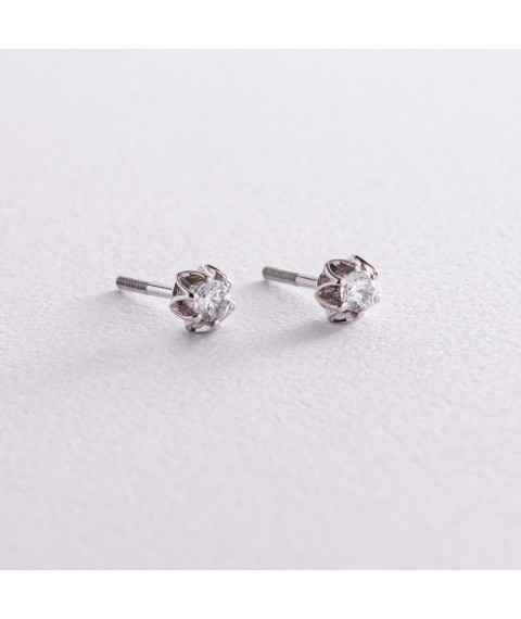 Gold earrings - studs with cubic zirconia s05980 Onyx