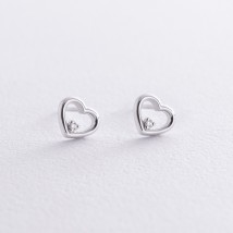 Gold earrings - studs "Hearts" with diamonds sb0483y Onyx