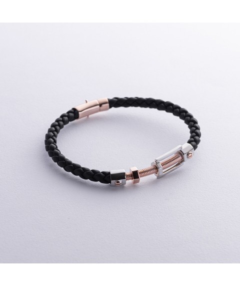 Rubber bracelet "Nail" with gold inserts b05375 Onyx