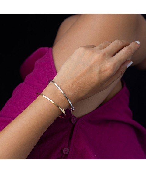 Rigid bracelet made of white gold b01127 Onyx