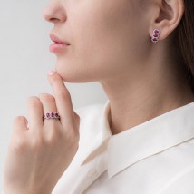 Gold earrings with diamonds and rubies sb02761 Onyx