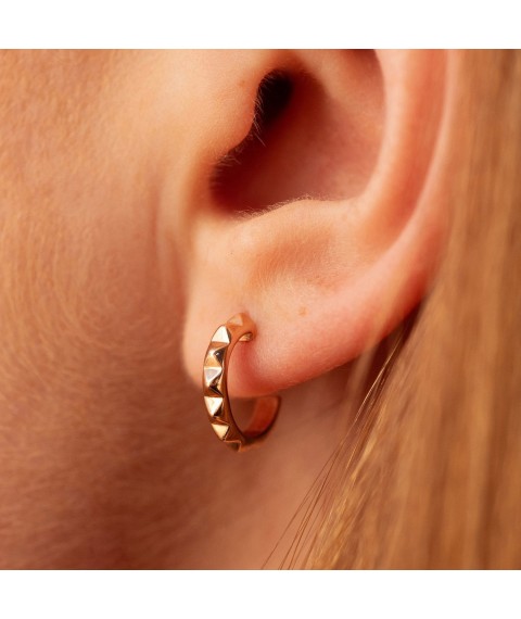 Earrings - studs "Mona" in red gold s08441 Onyx