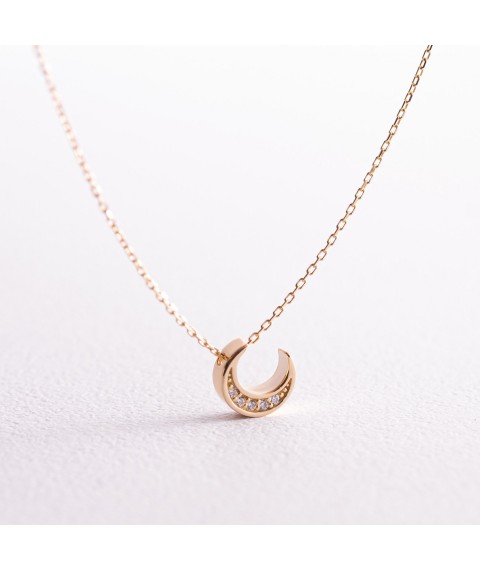 Necklace "Moon" with cubic zirconia (yellow gold) coll02312 Onix 45