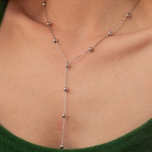 Necklace - tie "Balls" in silver 324 Onix 40