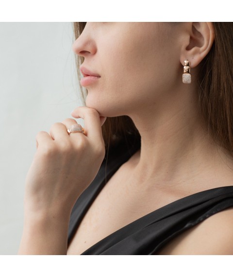 Gold earrings with cubic zirconia s04517 Onyx