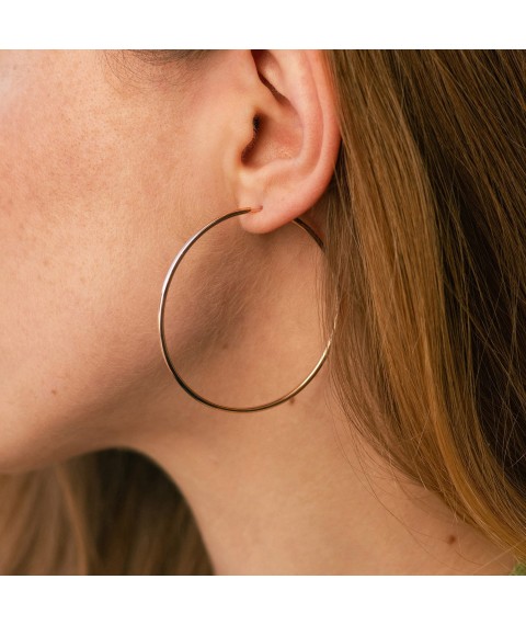 Earrings - rings in red gold (5.3 cm) s02016 Onyx