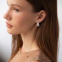 Серьги "Megan" в белом золоте (Small) с09119 Онікс